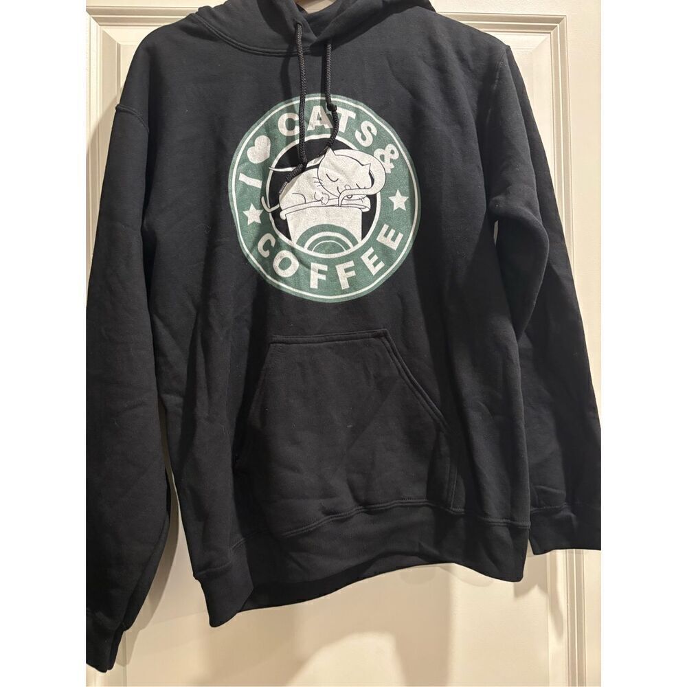 I Love Cats and Coffee Hoodie size Small